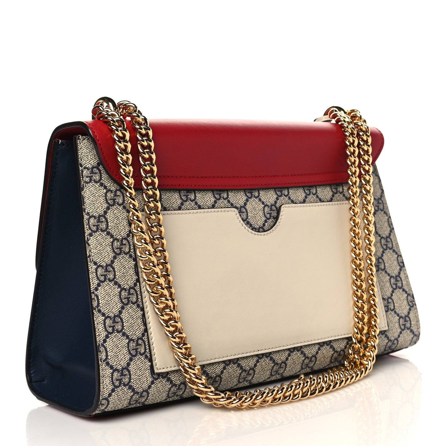 GG Supreme Monogram Moon Calfskin Medium Padlock Shoulder Bag Beige Blue Hibiscus Red Mystic White
