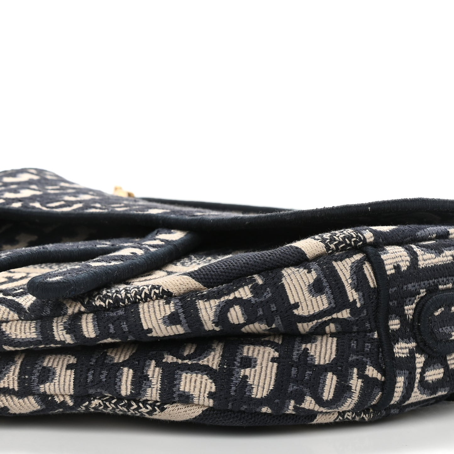 Oblique Embroidered Saddle Bag Blue