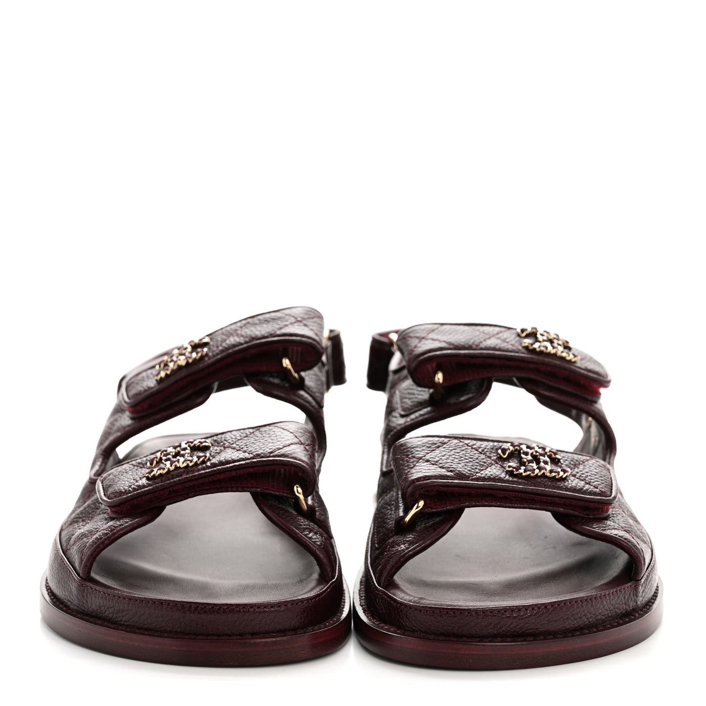 Grained Calfskin Velcro Dad Sandals 36.5 Maroon