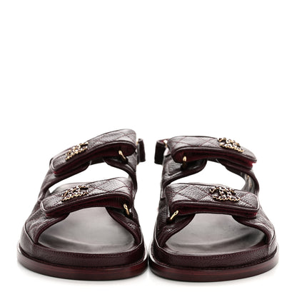 Chanel Grained Calfskin Velcro Dad Sandals 36.5 Maroon 3 of 10