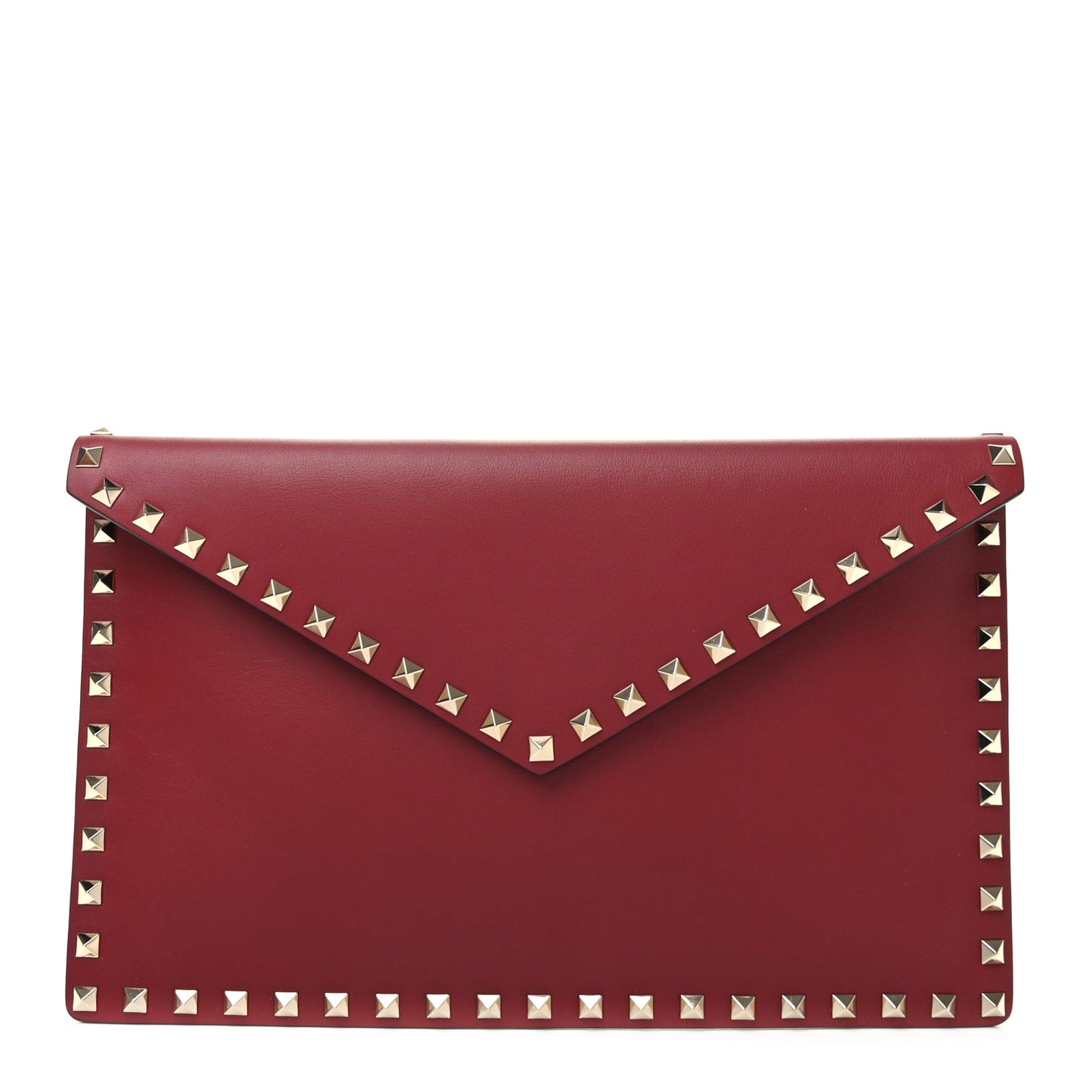 Vitello Large Rockstud Envelope Clutch Rubino