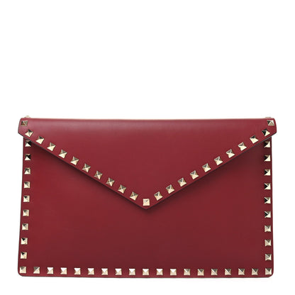 Valentino Garavani Vitello Large Rockstud Envelope Clutch Rubino 1 of 9