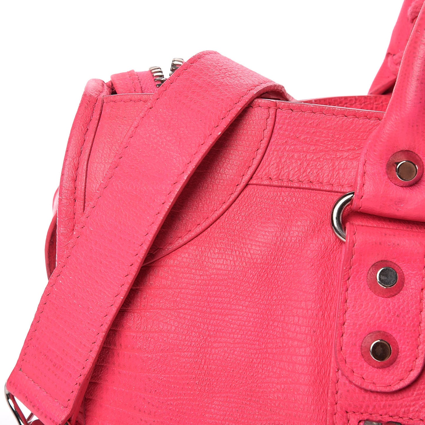 Calfskin Lizard Embossed Classic Silver Hardware City Rose Fluo