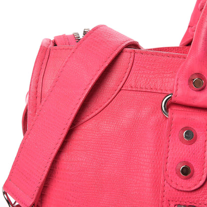 Balenciaga Calfskin Lizard Embossed Classic Silver Hardware City Rose Fluo 14 of 22