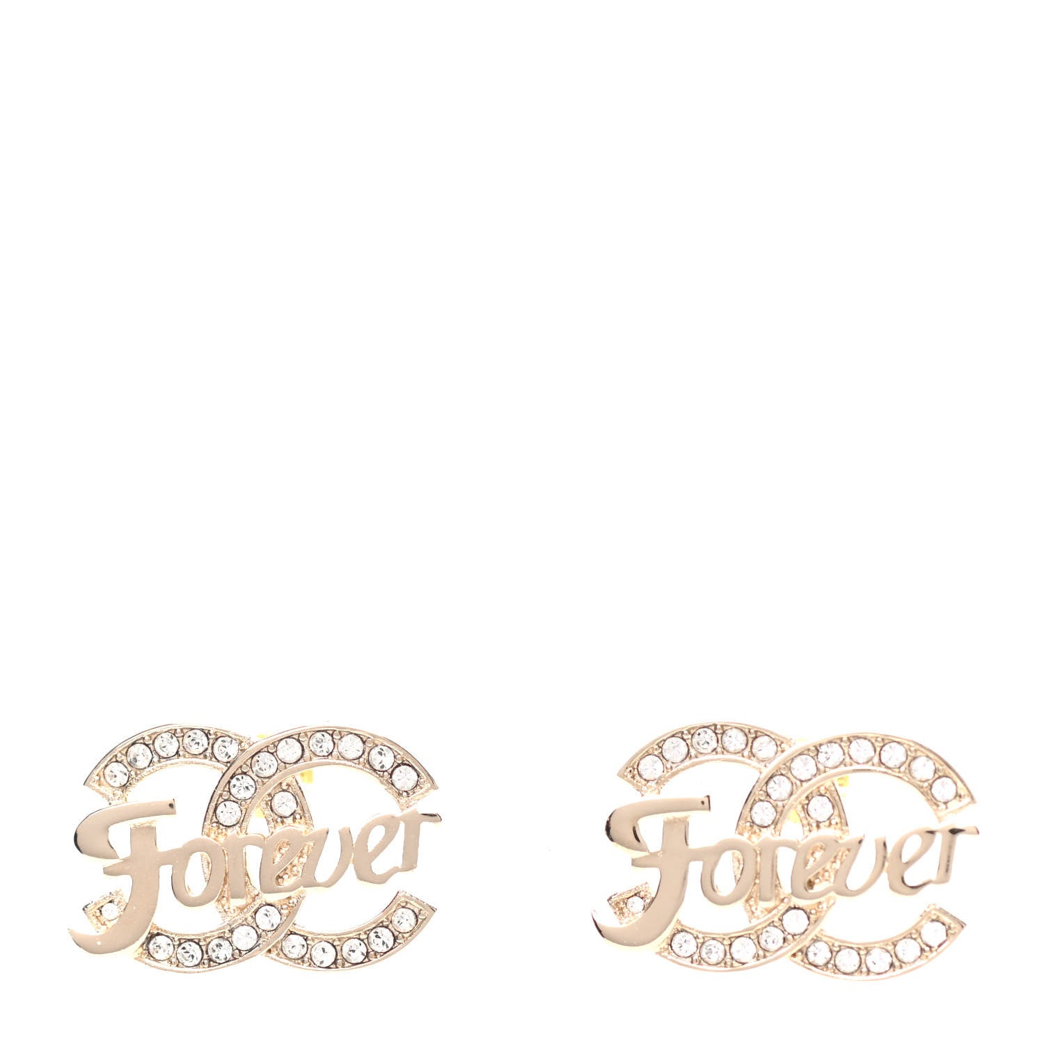Chanel Crystal CC Forever Earrings Gold 1 of 5