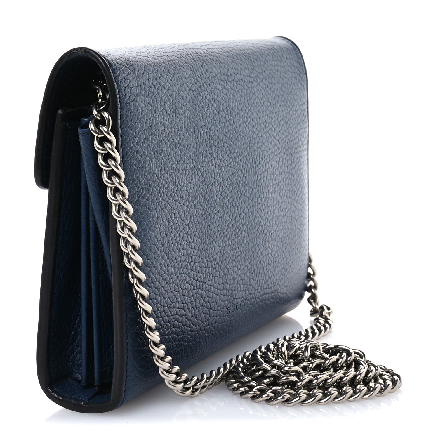Gucci Dollar Calfskin Crystal Mini Dionysus Chain Wallet Blue Agata Black Diamond 3 of 12