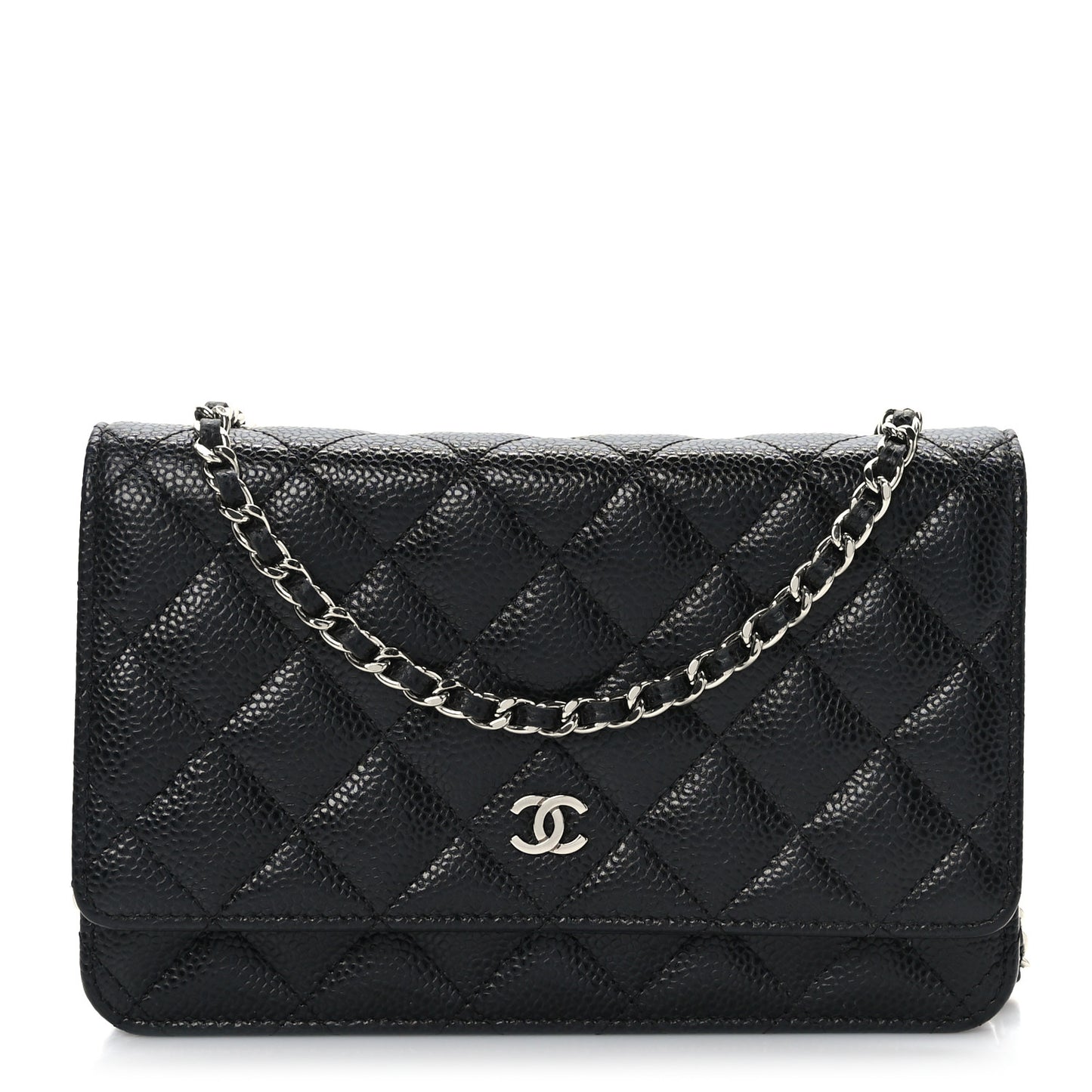 Caviar Quilted Wallet on Chain WOC Black