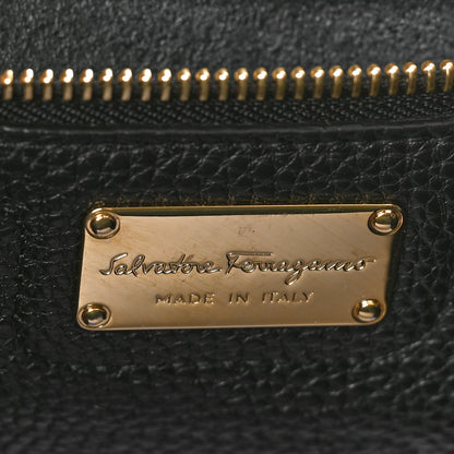 Salvatore Ferragamo Hammered Calfskin Double Handle Small Amy Tote Black 6 of 8