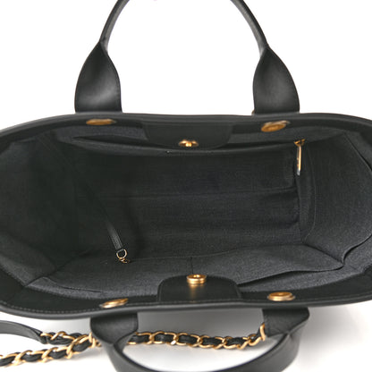 Chanel Calfskin Medium Deauville Tote Black 7 of 9