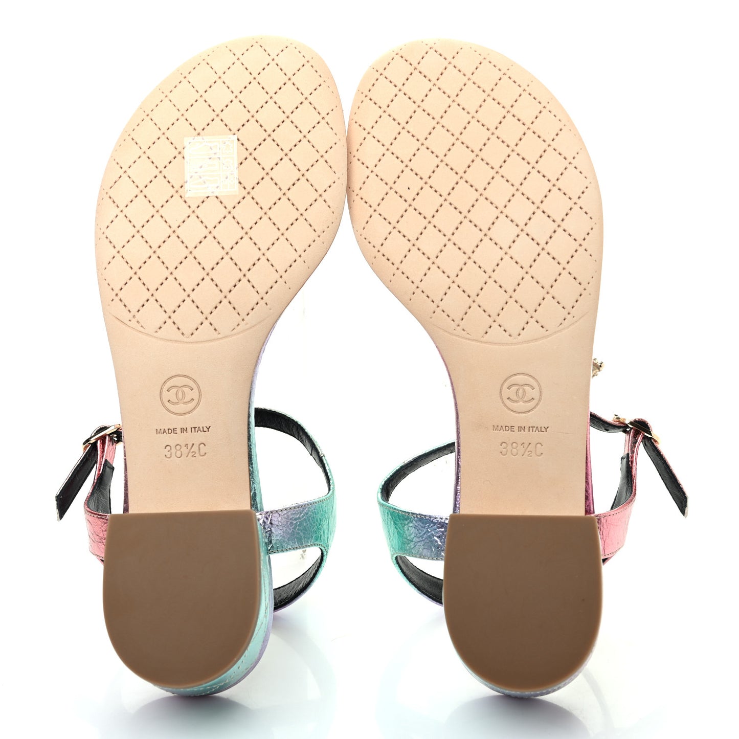 Goatskin Fantasy CC Pearl Thong Sandals 38.5 Multicolor