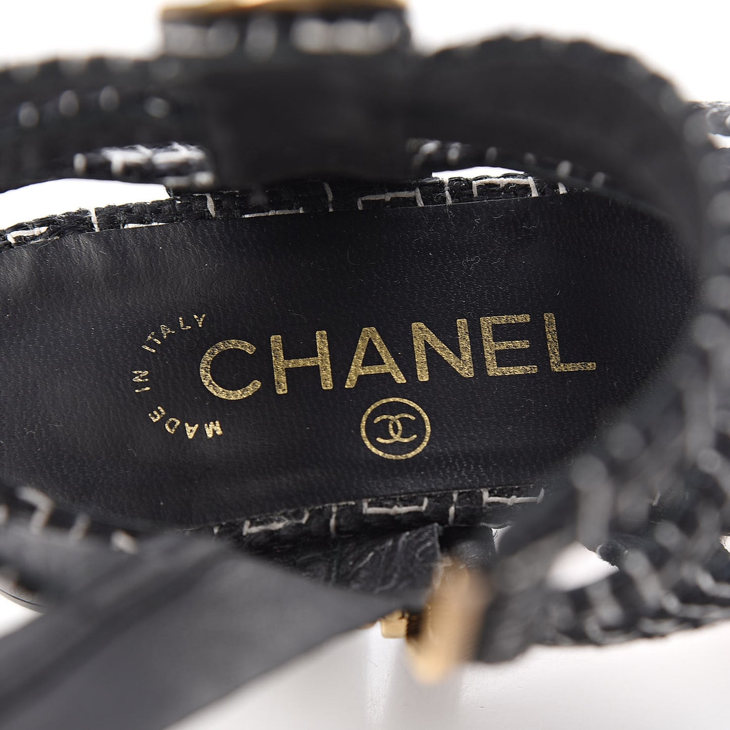 Tweed Medallion Gladiator Sandals 38.5 Black
