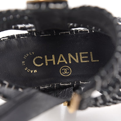 Chanel Tweed Medallion Gladiator Sandals 38.5 Black 9 of 11