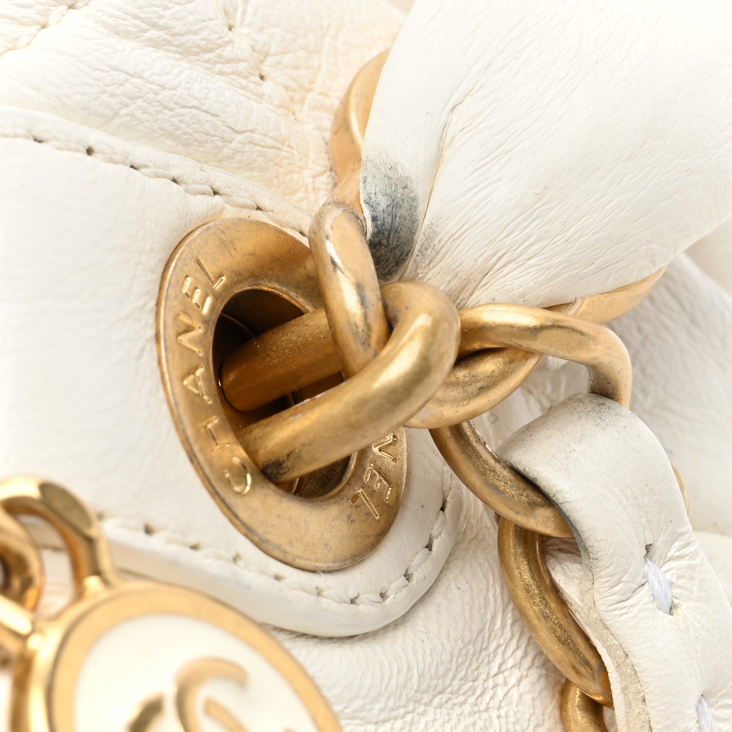 Chanel Crumpled Lambskin Quilted Small CC Links Shoulder Bag White 10 of 10
