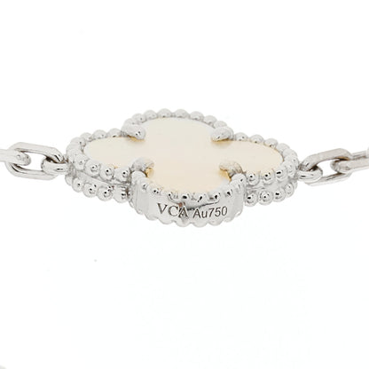 Van Cleef & Arpels 18K White Gold Mother of Pearl 10 Motifs Vintage Alhambra Necklace 4 of 6