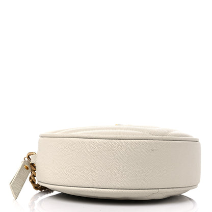 Saint Laurent Grain De Poudre Matelasse Chevron Quilted Round Vinyle Camera Bag Crema Soft 4 of 12