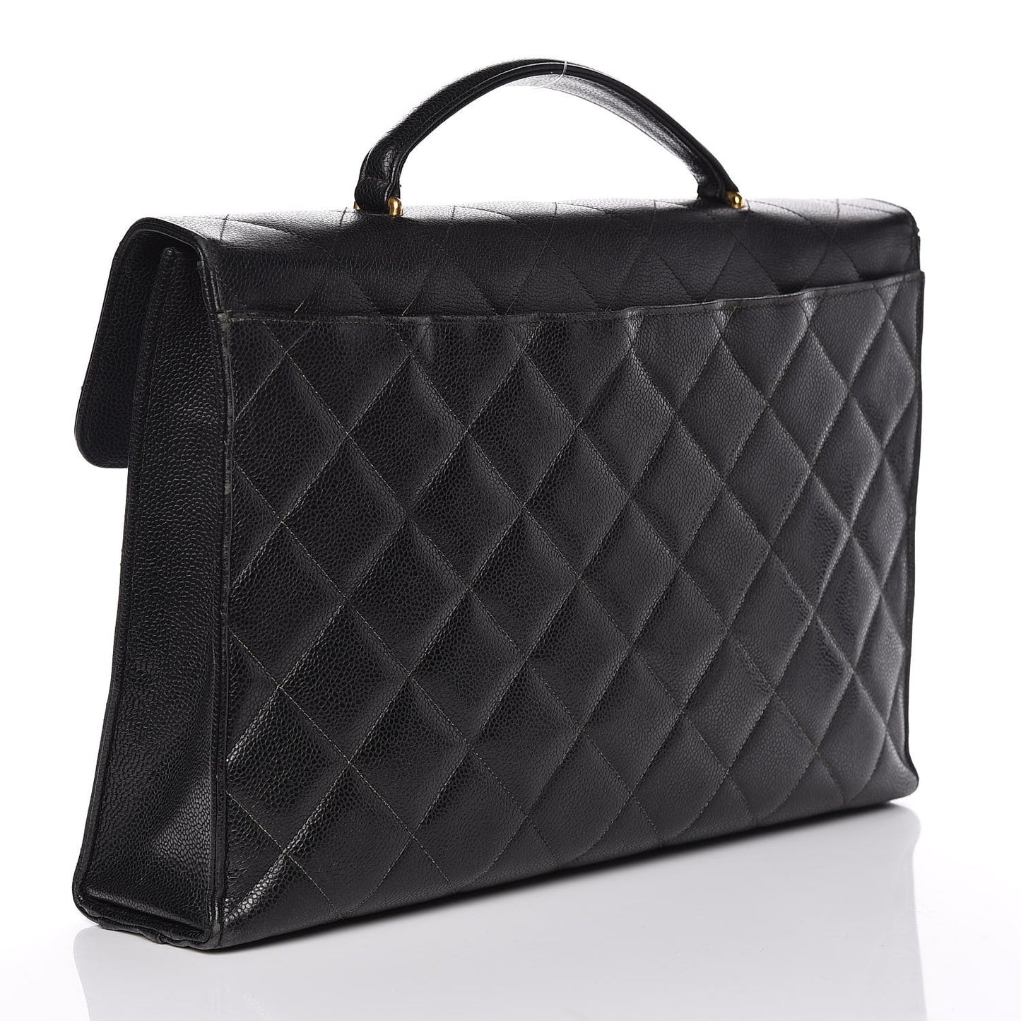 Caviar Quilted Briefcase Laptop Bag Black