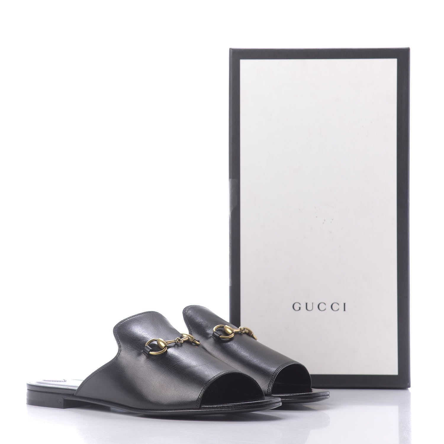 Gucci Malaga Kid Horsebit Slide Sandals 39 Black 11 of 11