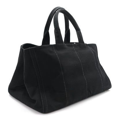 Prada Denim Crystal Studded Canapa Tote Black 2 of 11