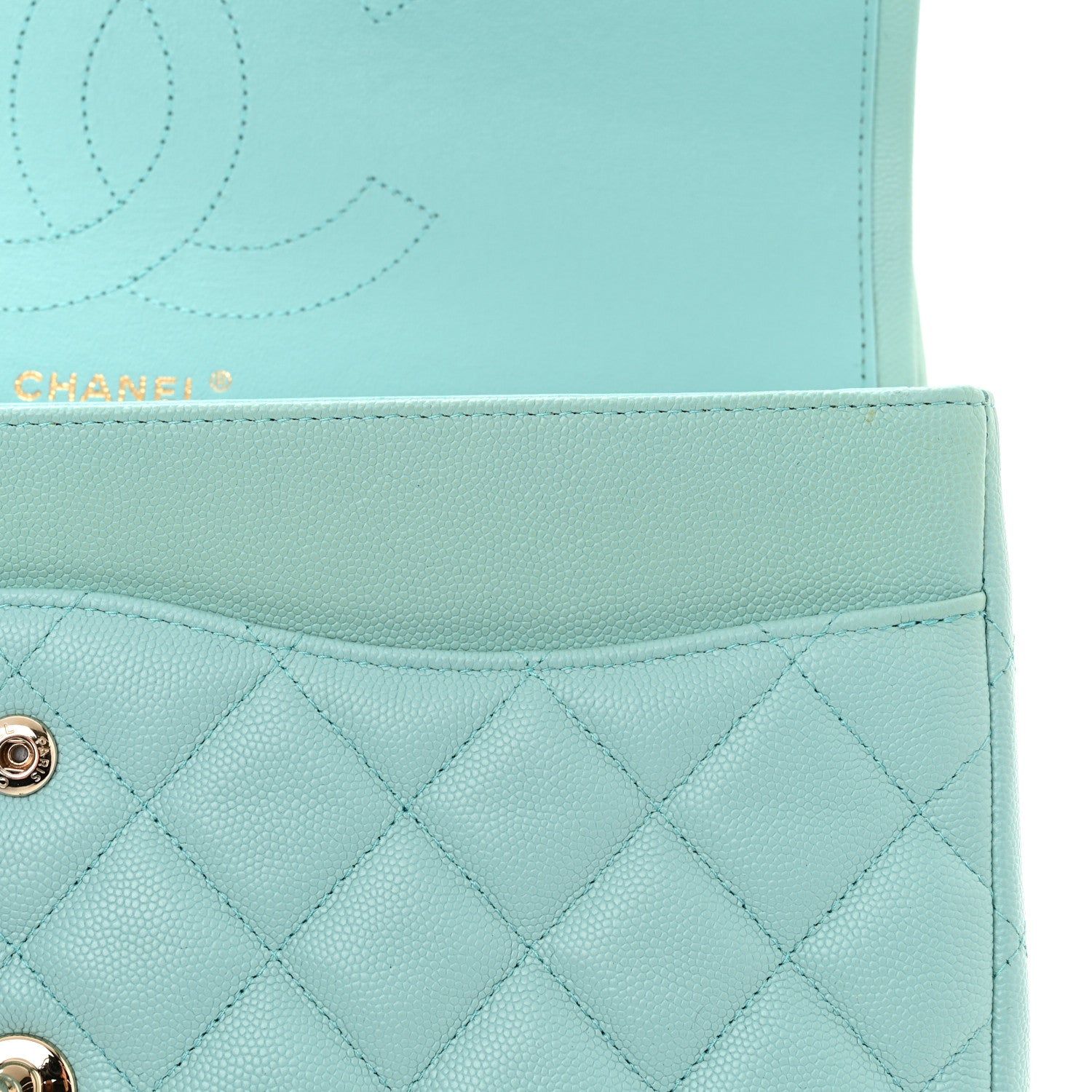 Chanel Caviar Quilted Jumbo Double Flap Light Blue 10 of 13