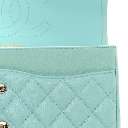 Chanel Caviar Quilted Jumbo Double Flap Light Blue 10 of 13