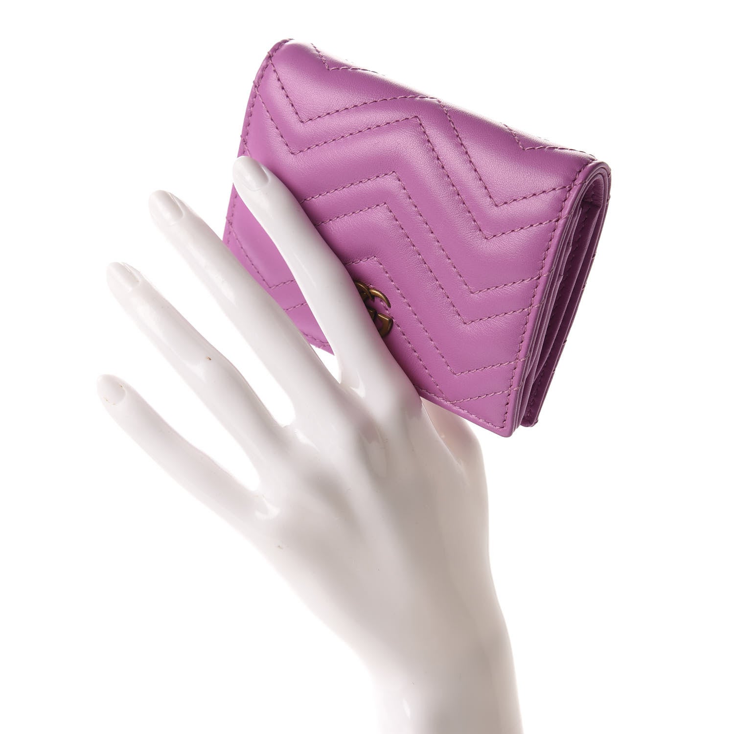 Gucci Calfskin Matelasse GG Marmont Card Case Candy Mousse 2 of 8
