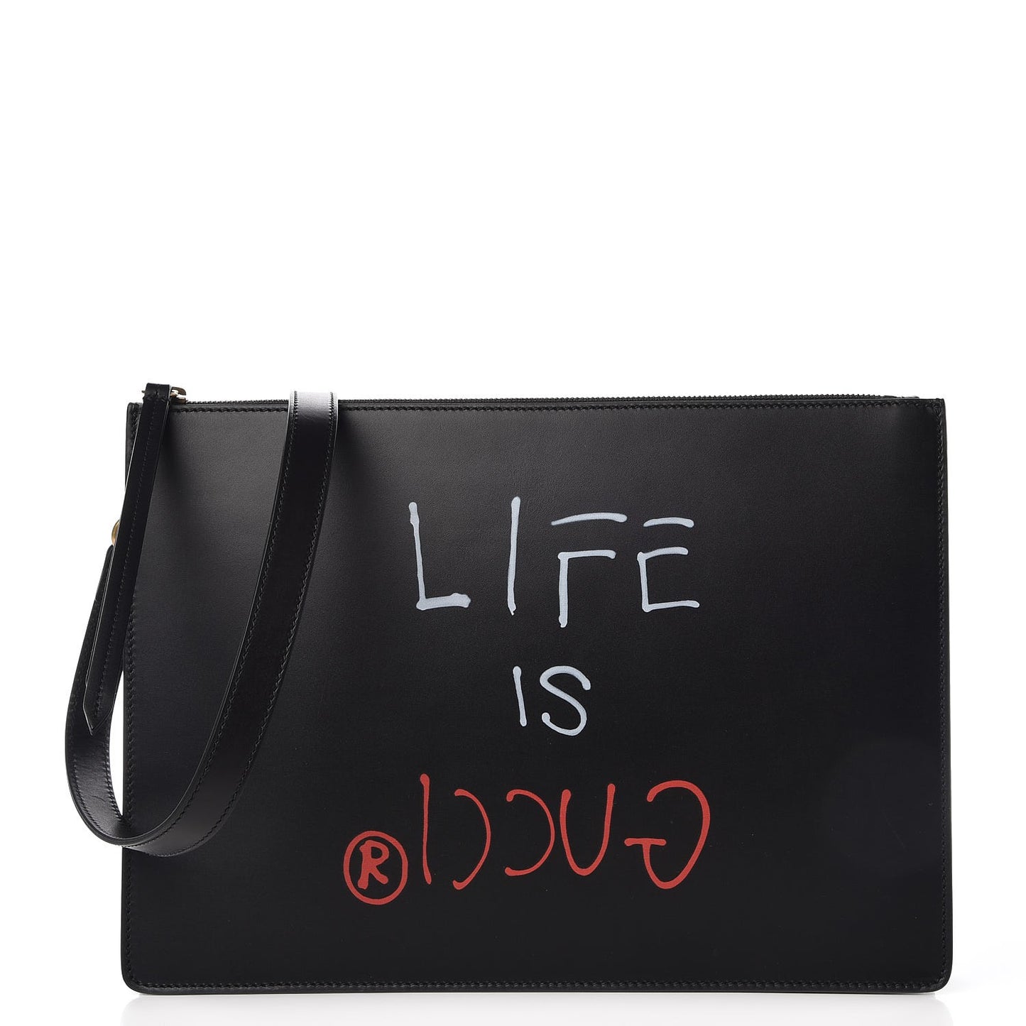 Calfskin is Life Print Messenger Bag Black