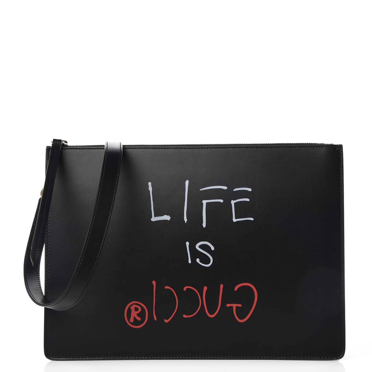 Gucci Calfskin is Life Print Messenger Bag Black 1 of 9