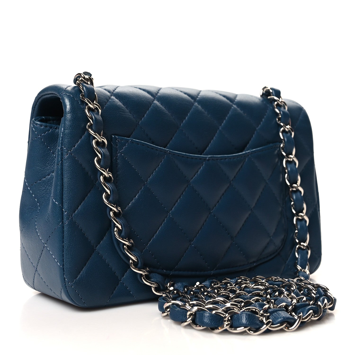 Chanel Lambskin Quilted Mini Rectangular Flap Blue 3 of 10
