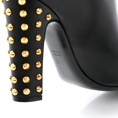 Gucci Calfskin Studded Jacquelyne Knee High Boots 37.5 Black 8 of 17
