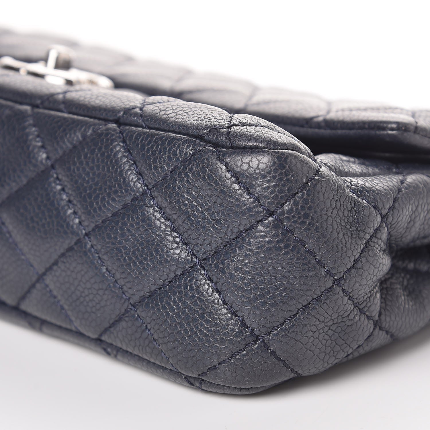 Chanel Washed Caviar Quilted Medium Double Flap Dark Blue 11 of 12