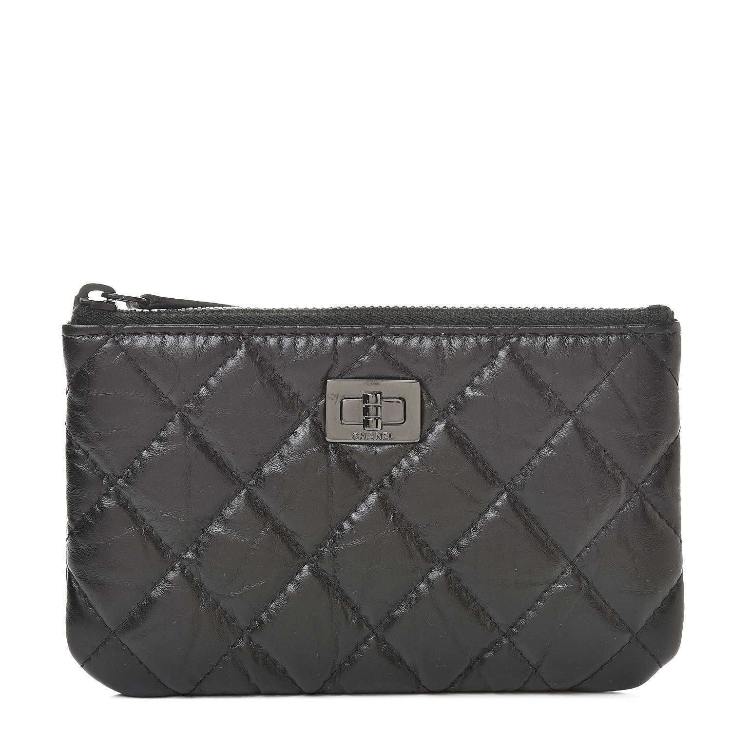 Chanel Aged Calfskin Quilted Small Reissue Cosmetic Case Black 1 of 8
