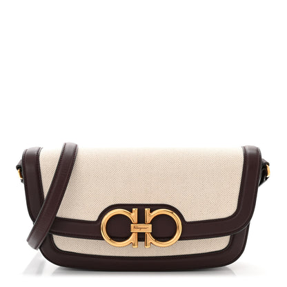 Salvatore Ferragamo Calfskin Canvas Small Trapezio Crossbody Burgundy 1 of 11
