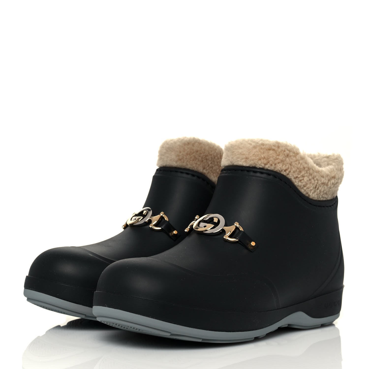 Gucci Rubber Wool Mens Crossy Ankle Boots 38 Black Butterscotch 3 of 8