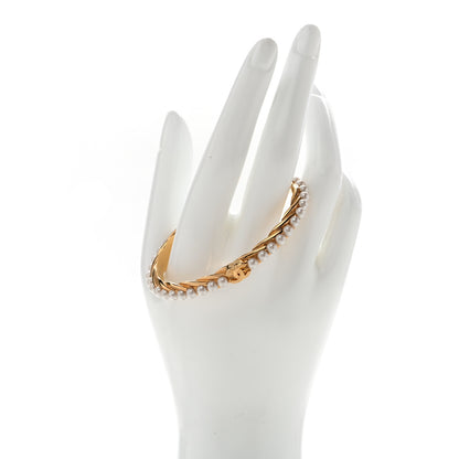 Chanel Pearl CC Cuff Bracelet M Gold Pearly White 2 of 5