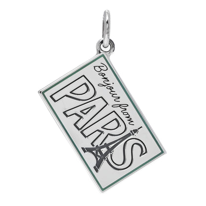Tiffany Sterling Silver Enamel Paris Postcard Charm Blue 1 of 5