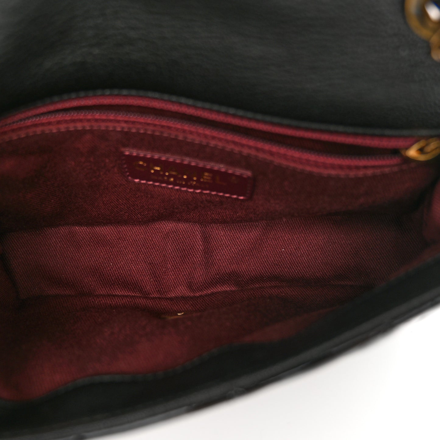 Patent Goatskin Quilted Small CC Eyelet Flap Black