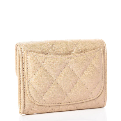 Chanel Iridescent Caviar Quilted Flap Card Holder Wallet Beige 3 of 8