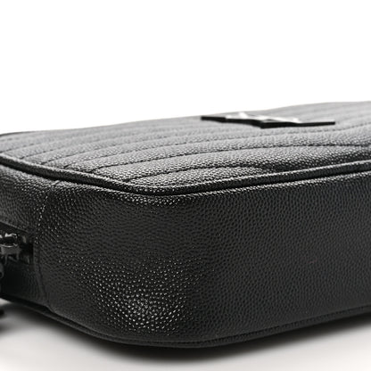 Saint Laurent Grain De Poudre Matelasse Monochrome Monogram Mini Lou Camera Bag Black 9 of 10