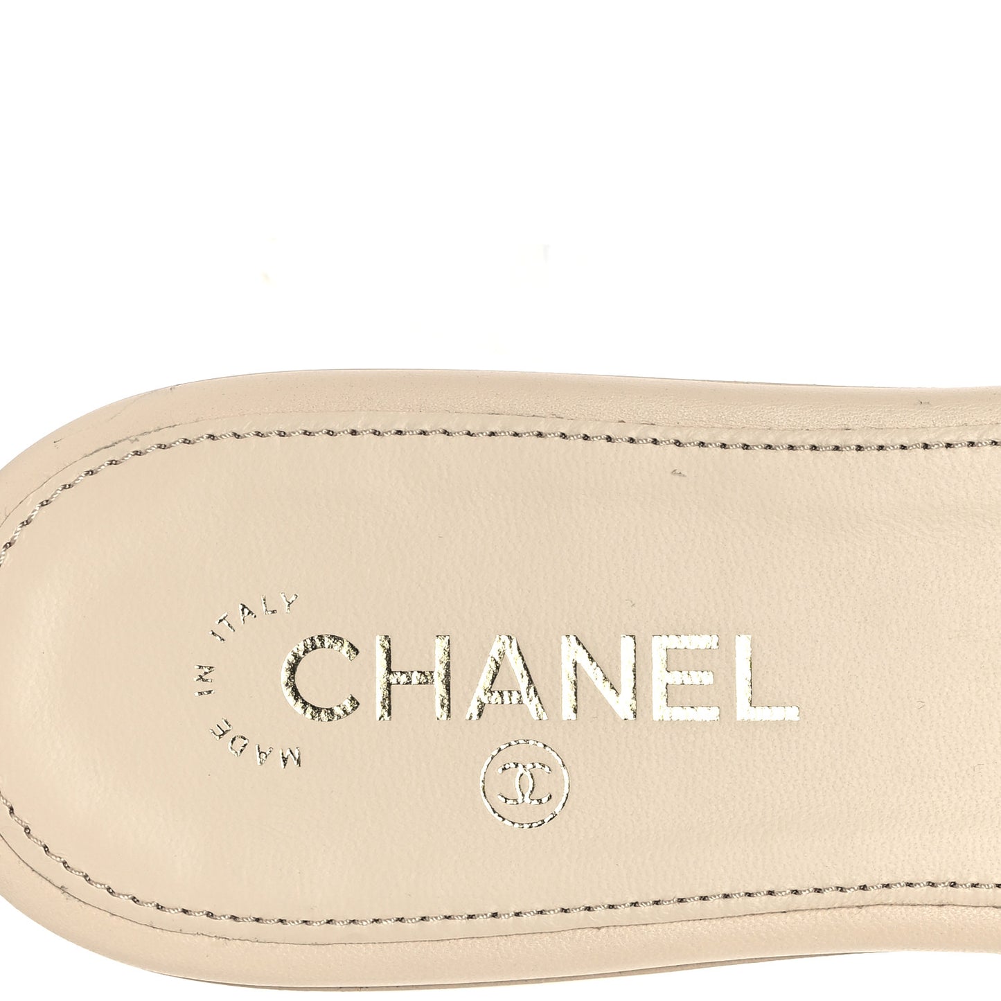 Lambskin Quilted Turnlock Flat Mules 41 Light Beige
