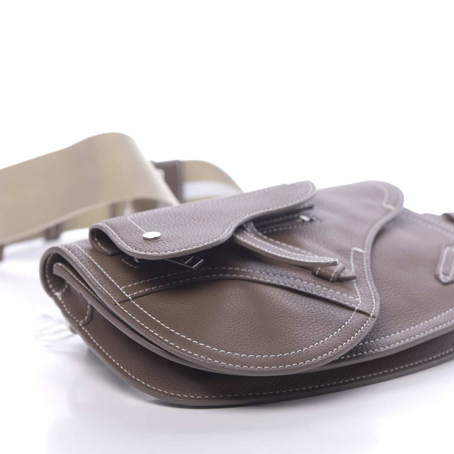X KAWS Grained Calfskin Saddle Pouch Marron Multicolor
