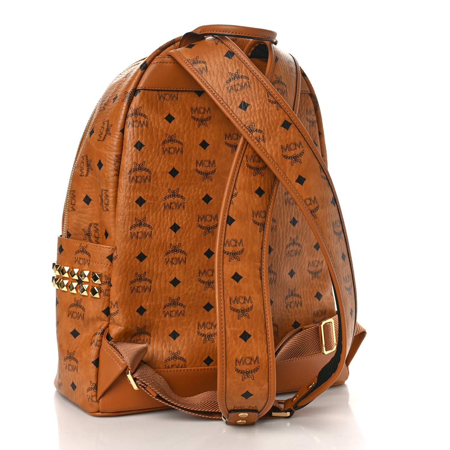 MCM Visetos Medium Side Studs Stark Backpack Cognac 3 of 8