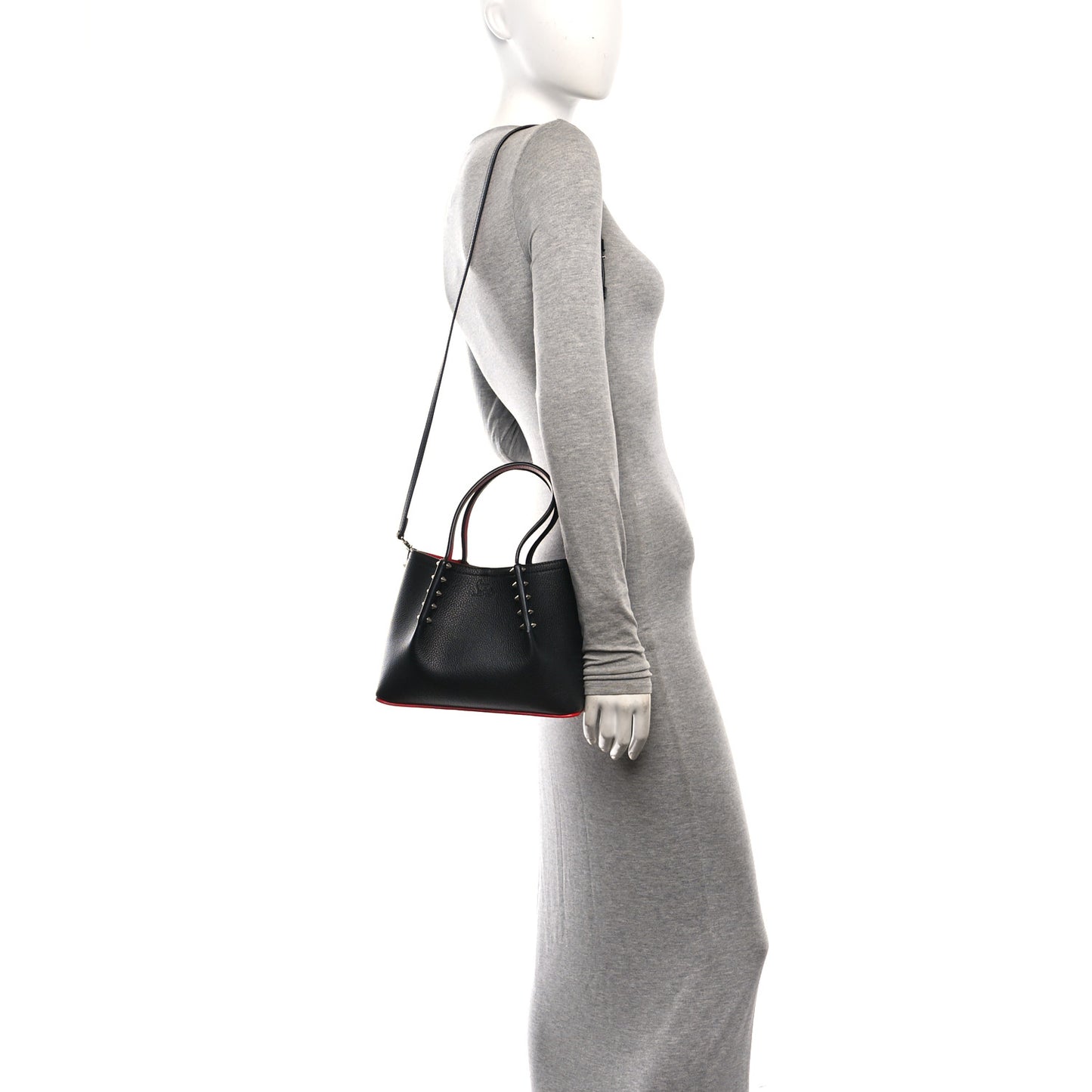 Calfskin Spiked Mini Cabarock Shopper Tote Black