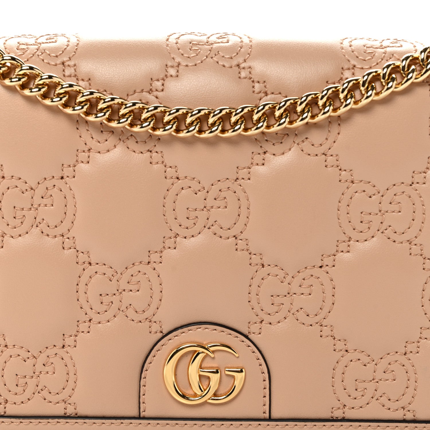 Gucci Calfskin GG Matelasse Chain Wallet Perfect Pink 7 of 9