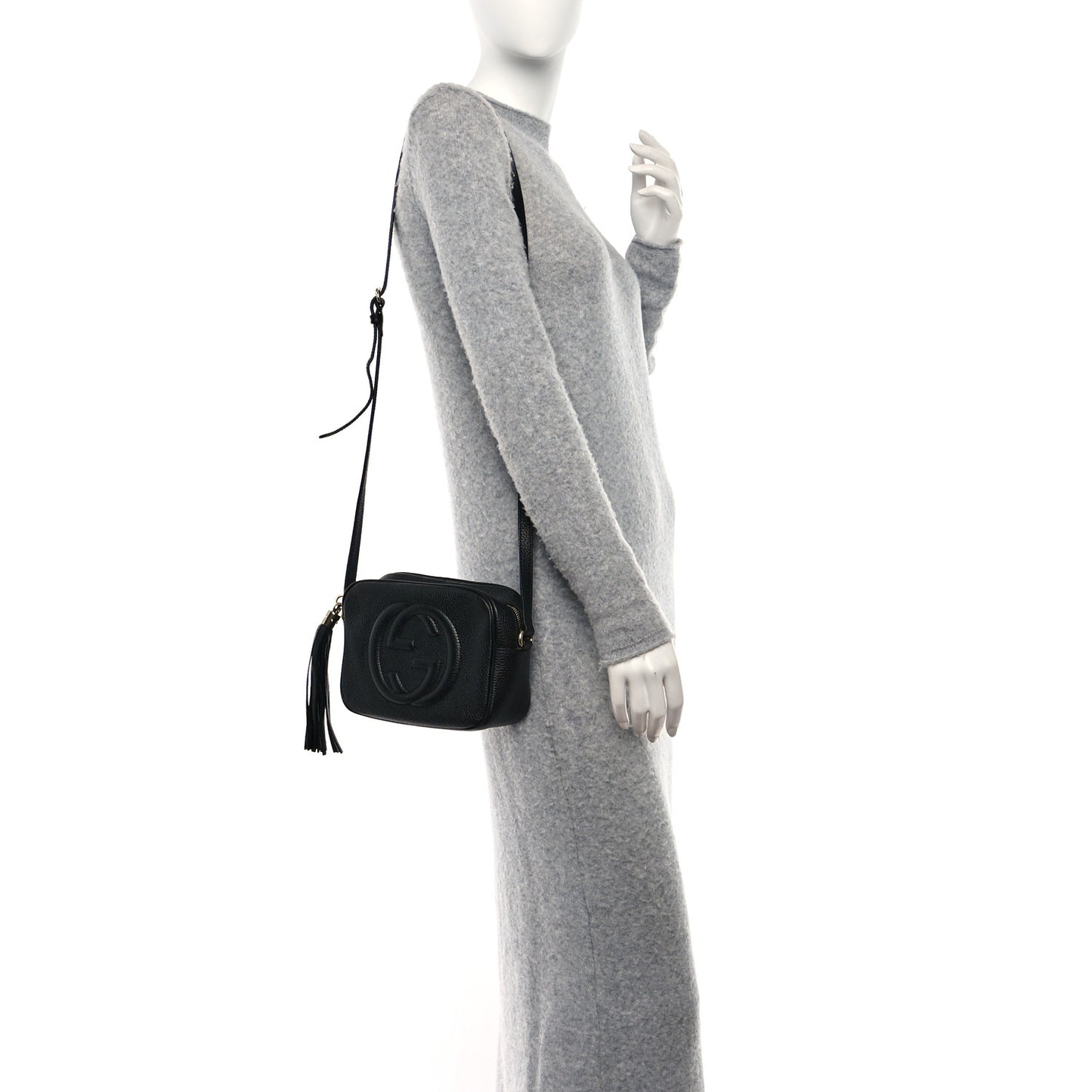 Pebbled Calfskin Small Soho Disco Bag Black