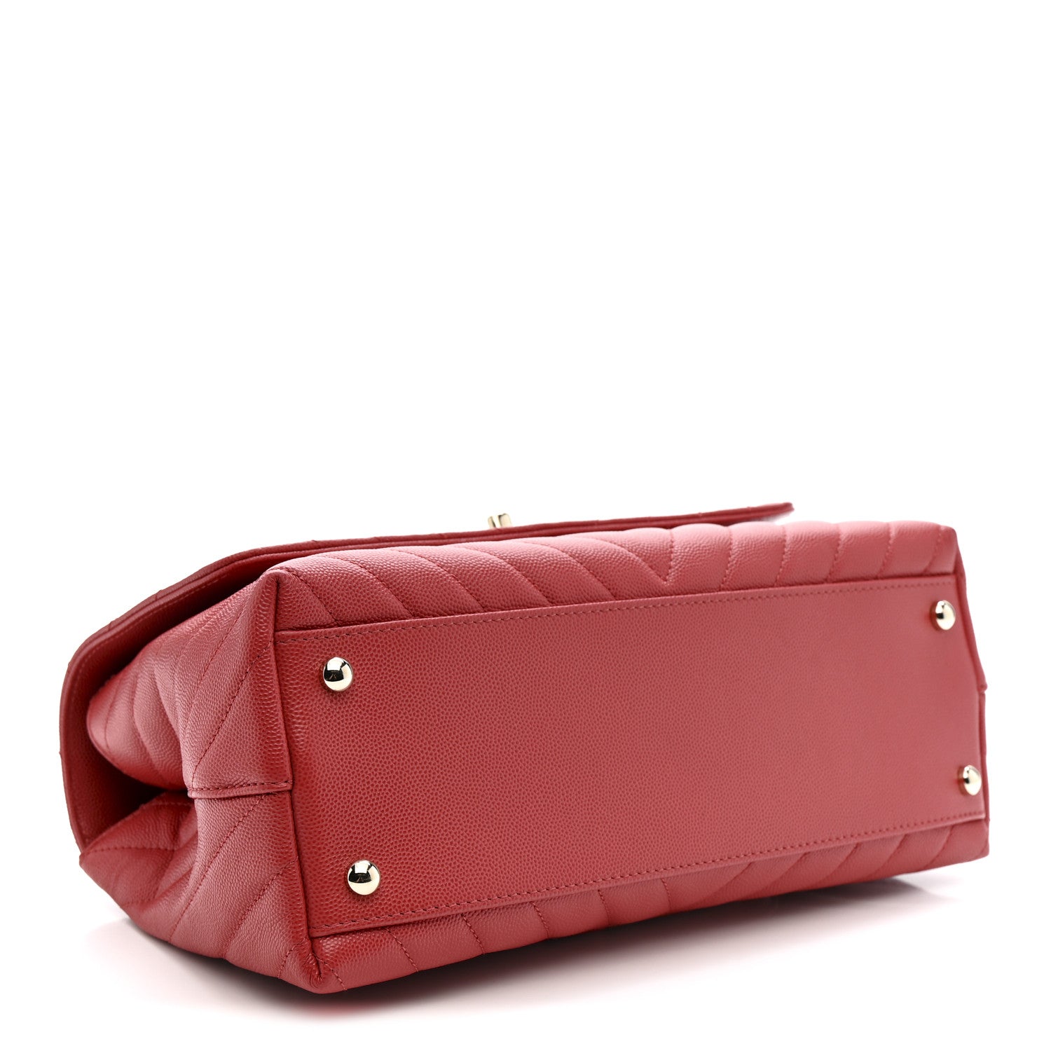 Chanel Caviar Chevron Quilted Small Coco Handle Flap Red 4 of 10