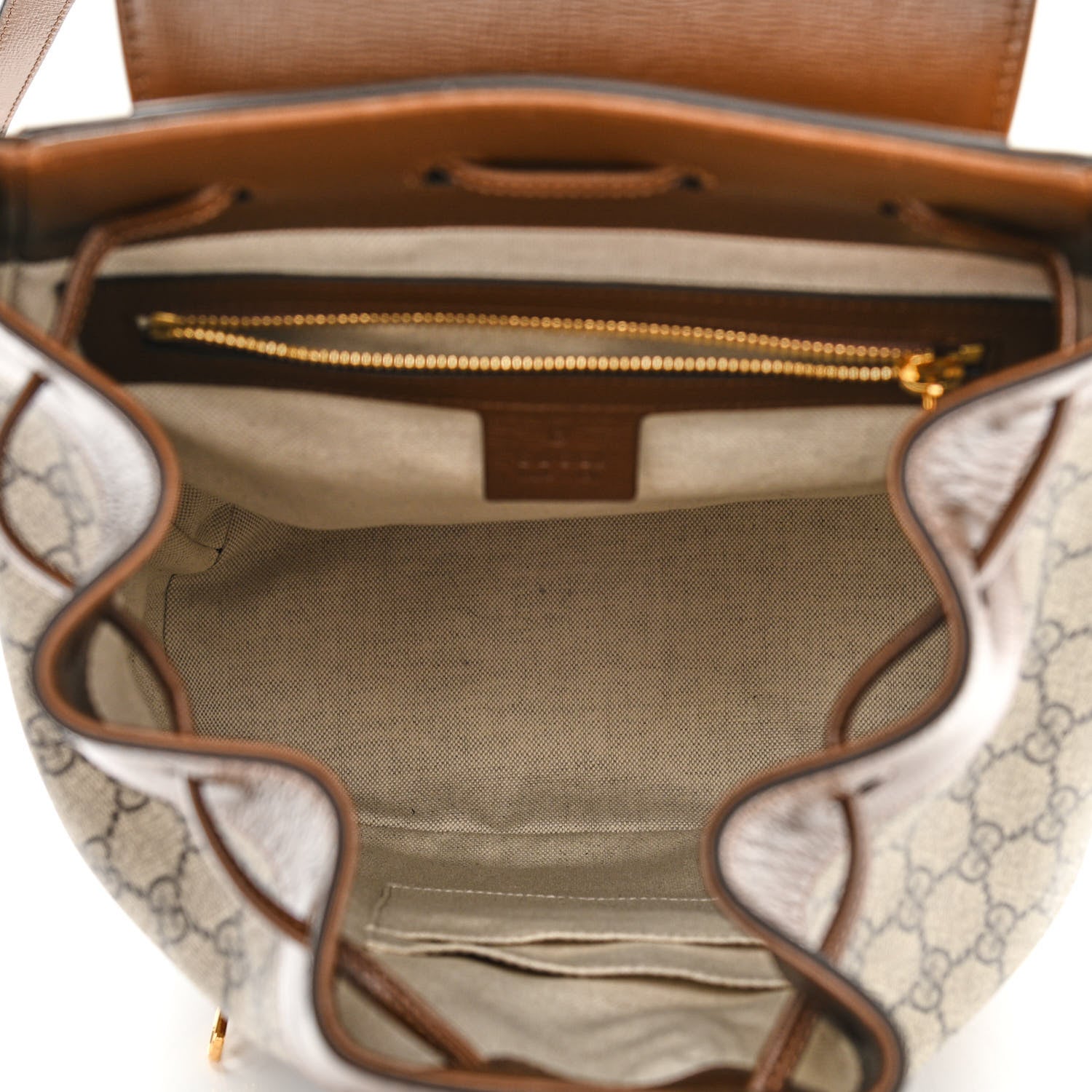 Gucci GG Supreme Monogram Calfskin Horsebit 1955 Single Buckle Backpack Beige Brown Sugar 5 of 13