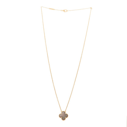 Van Cleef & Arpels 18K Rose Gold Gray Mother of Pearl Vintage Alhambra Pendant Necklace 3 of 6