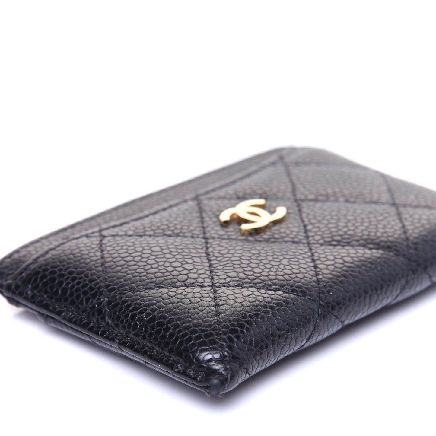 Caviar Quilted Card Holder Black