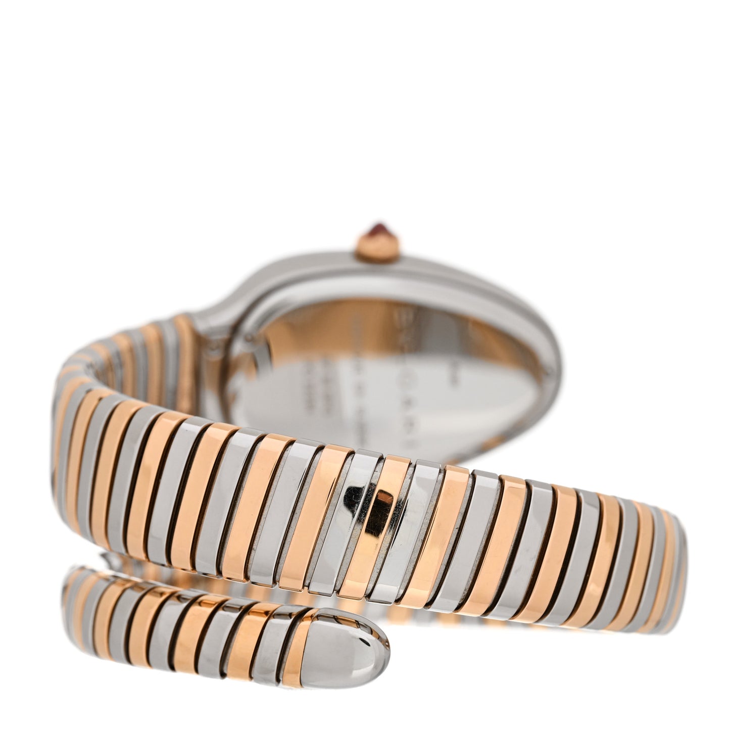 Stainless Steel 18K Rose Gold Diamond Bezel 35mm Serpenti Tubogas Quartz Watch