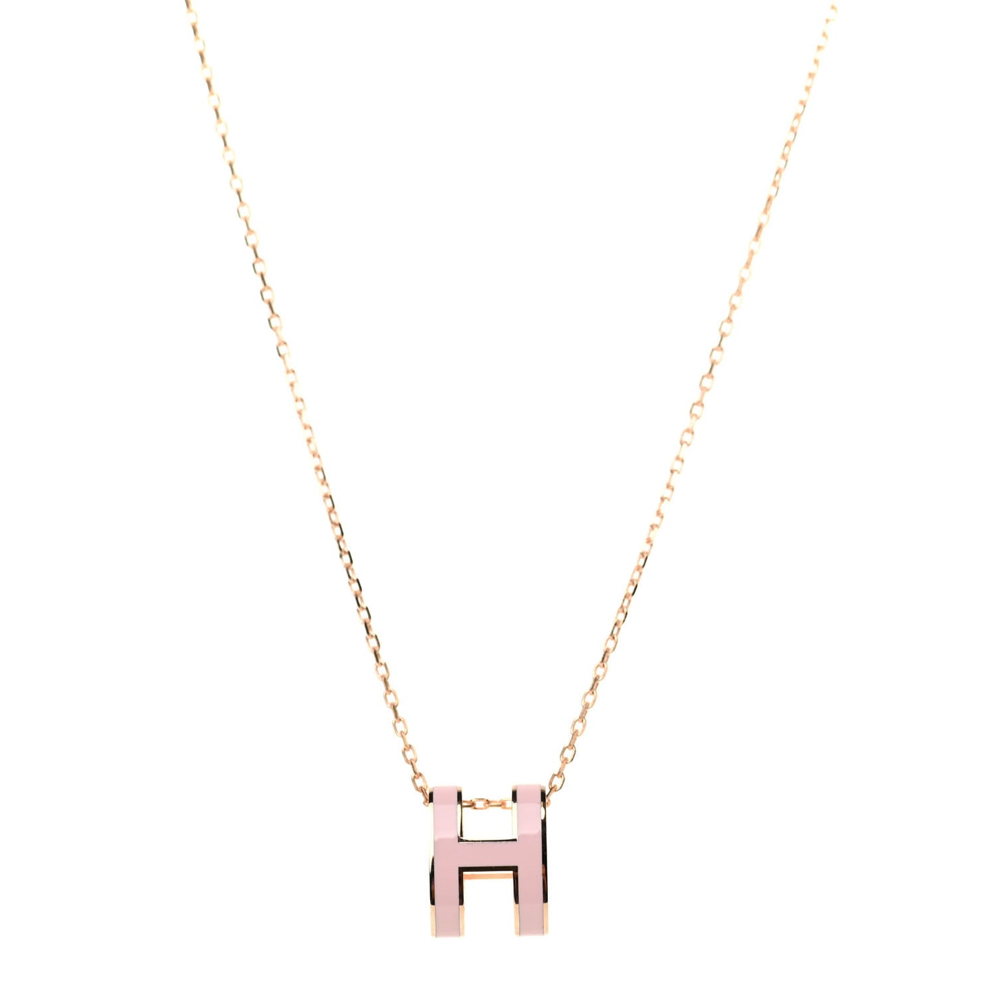Lacquered Rose Gold Pop H Pendant Necklace Rose Dragee